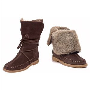 JACK ROGERS Little Nell faux fur moccasin boots